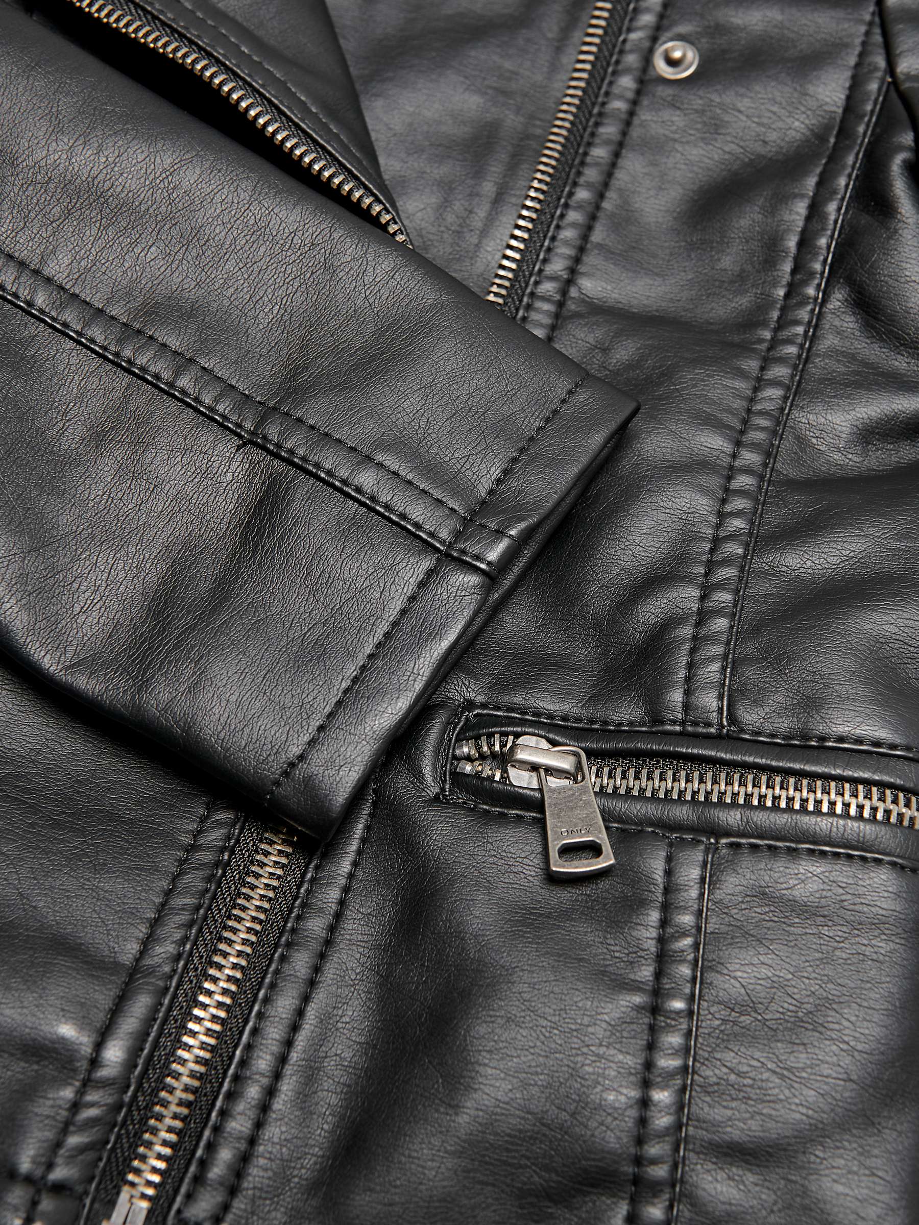 Buy ONLY Kids' Konfreya Faux Leather Biker Jacket, Black Online at johnlewis.com