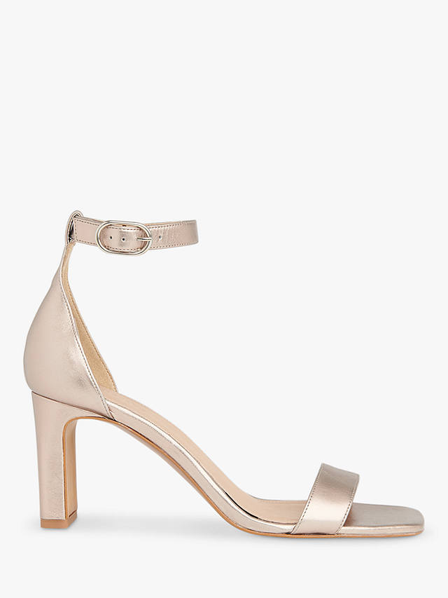 Whistles Lena Leather Heeled Sandals, Pewter at John Lewis & Partners