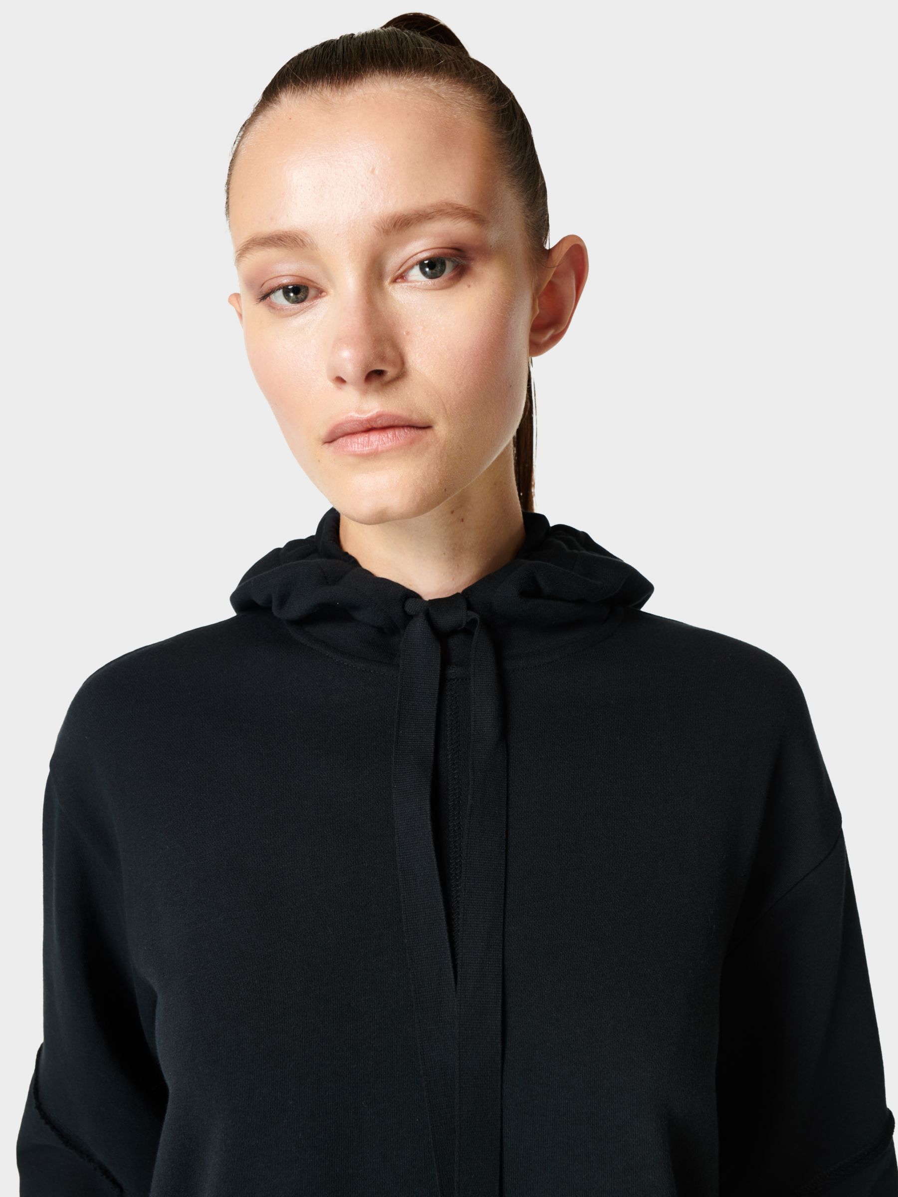 Sweaty Betty Revive Drop Shoulder Hoodie, Black at John Lewis & Partners