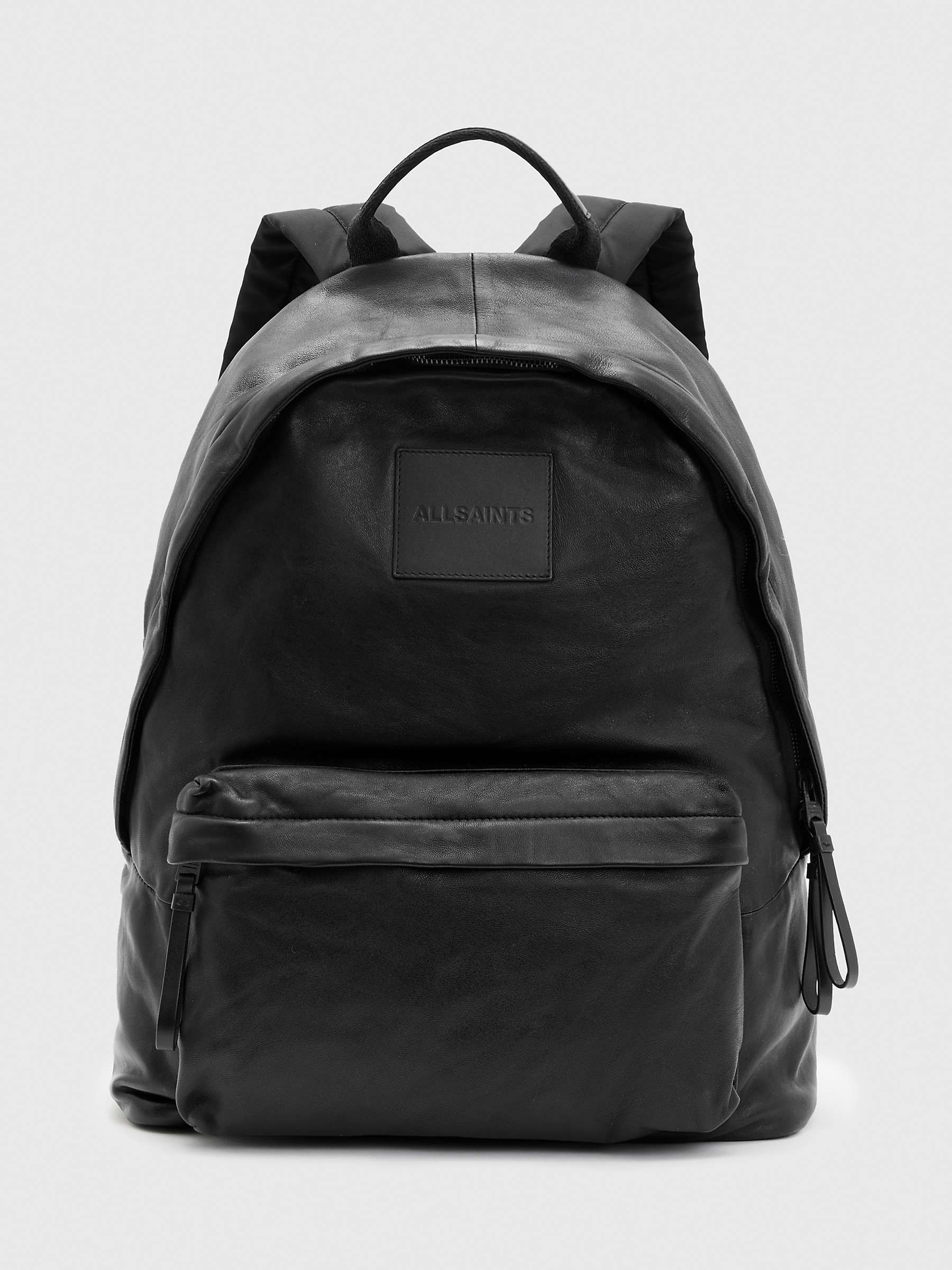 Buy AllSaints Carabiner Leather Backpack, Black Online at johnlewis.com