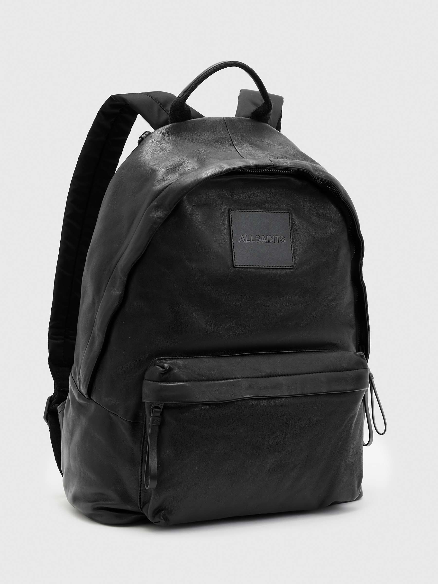 Buy AllSaints Carabiner Leather Backpack, Black Online at johnlewis.com
