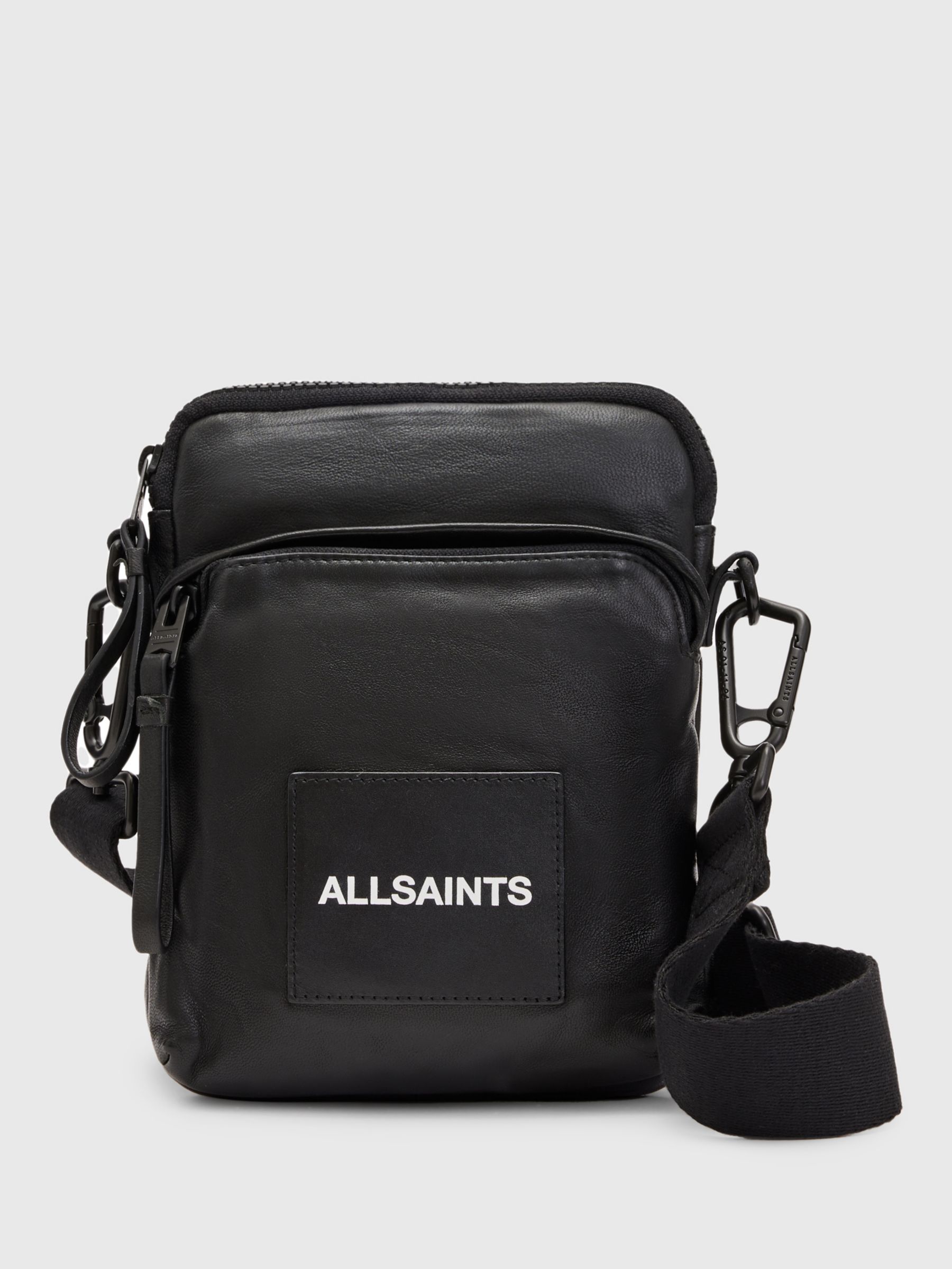 AllSaints Falcon Cross Body Pouch Bag, Black at John Lewis & Partners