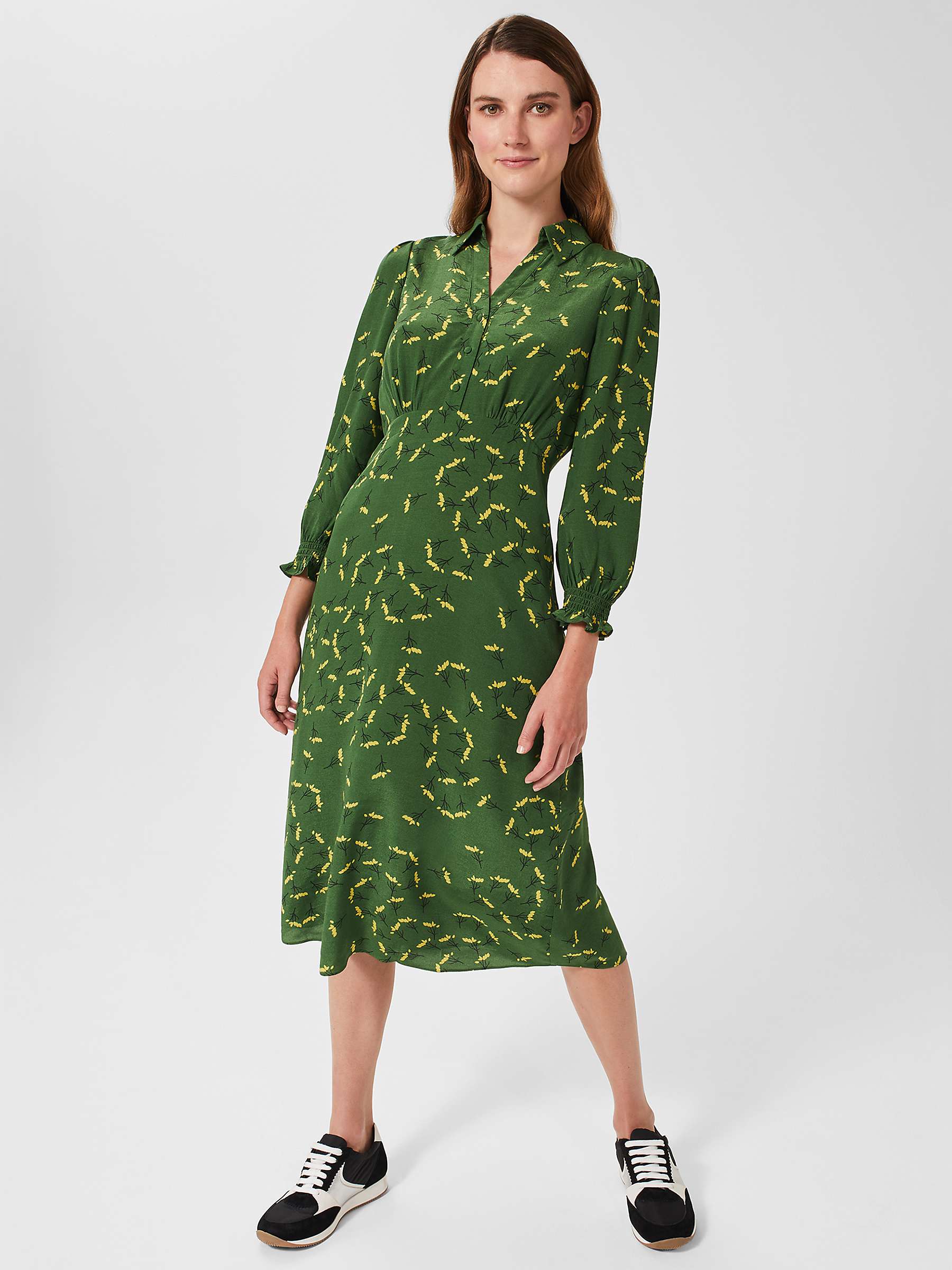 Buy Hobbs Ariel Floral Print Midi Dress, Green Online at johnlewis.com