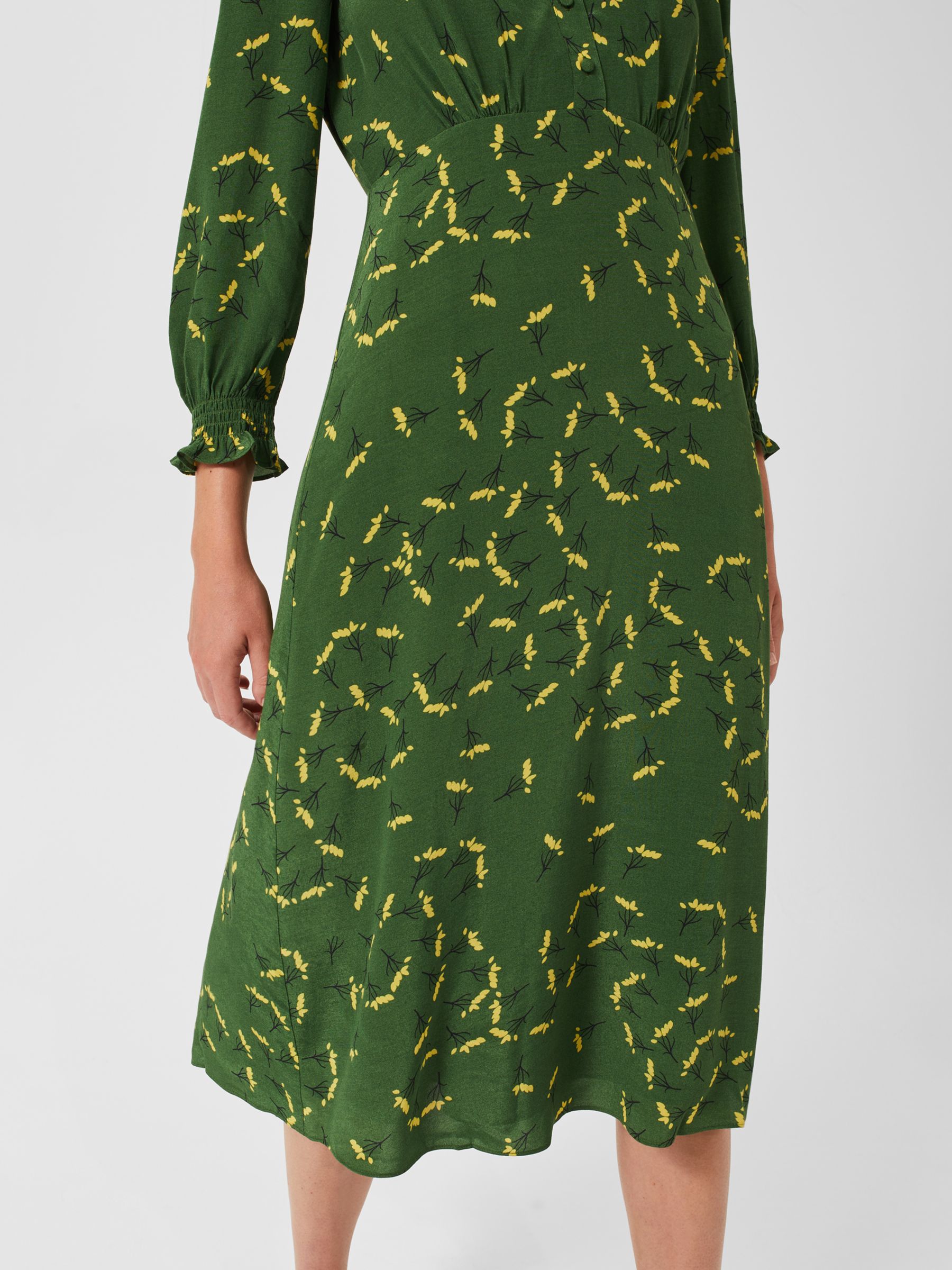 Buy Hobbs Ariel Floral Print Midi Dress, Green Online at johnlewis.com