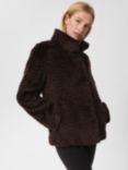 Hobbs Lia Faux Fur Coat, Aubergine