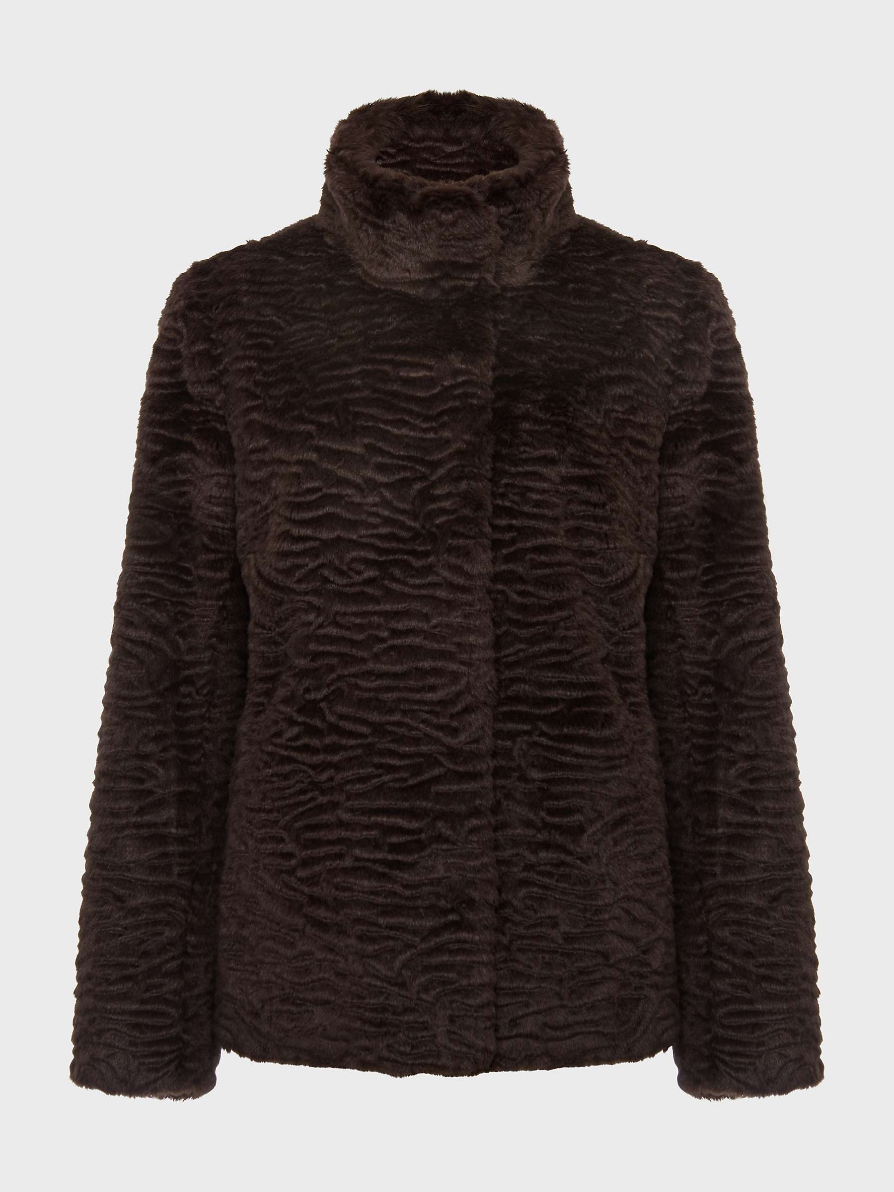 Buy Hobbs Lia Faux Fur Coat, Aubergine Online at johnlewis.com