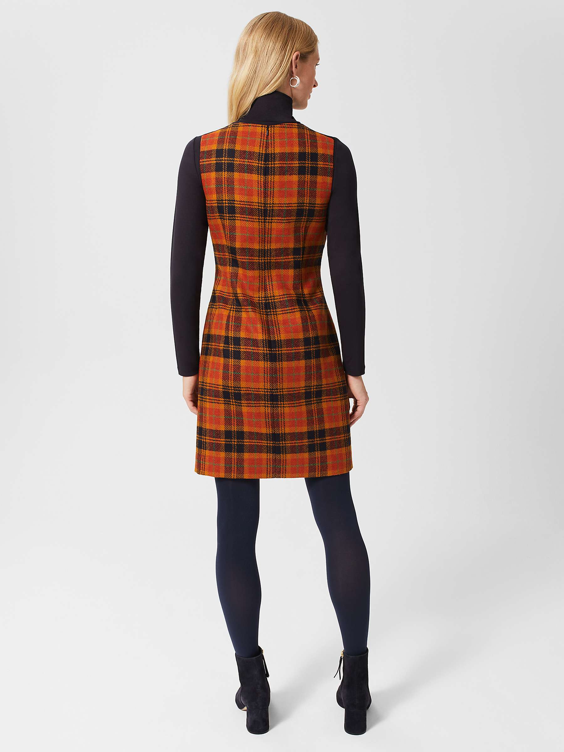 Buy Hobbs Ruthie Wool Check Mini Shift Dress, Orange/Navy Online at johnlewis.com