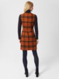 Hobbs Ruthie Wool Check Mini Shift Dress, Orange/Navy