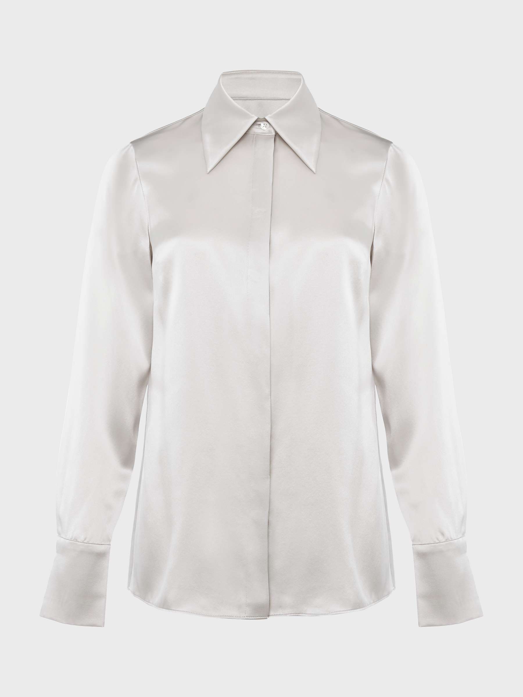 Buy Hobbs Eva Fitted Silk Shirt, Dove Grey Online at johnlewis.com