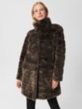 Hobbs Ros Faux Fur Coat, Dark Charcoal