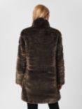 Hobbs Ros Faux Fur Coat, Dark Charcoal