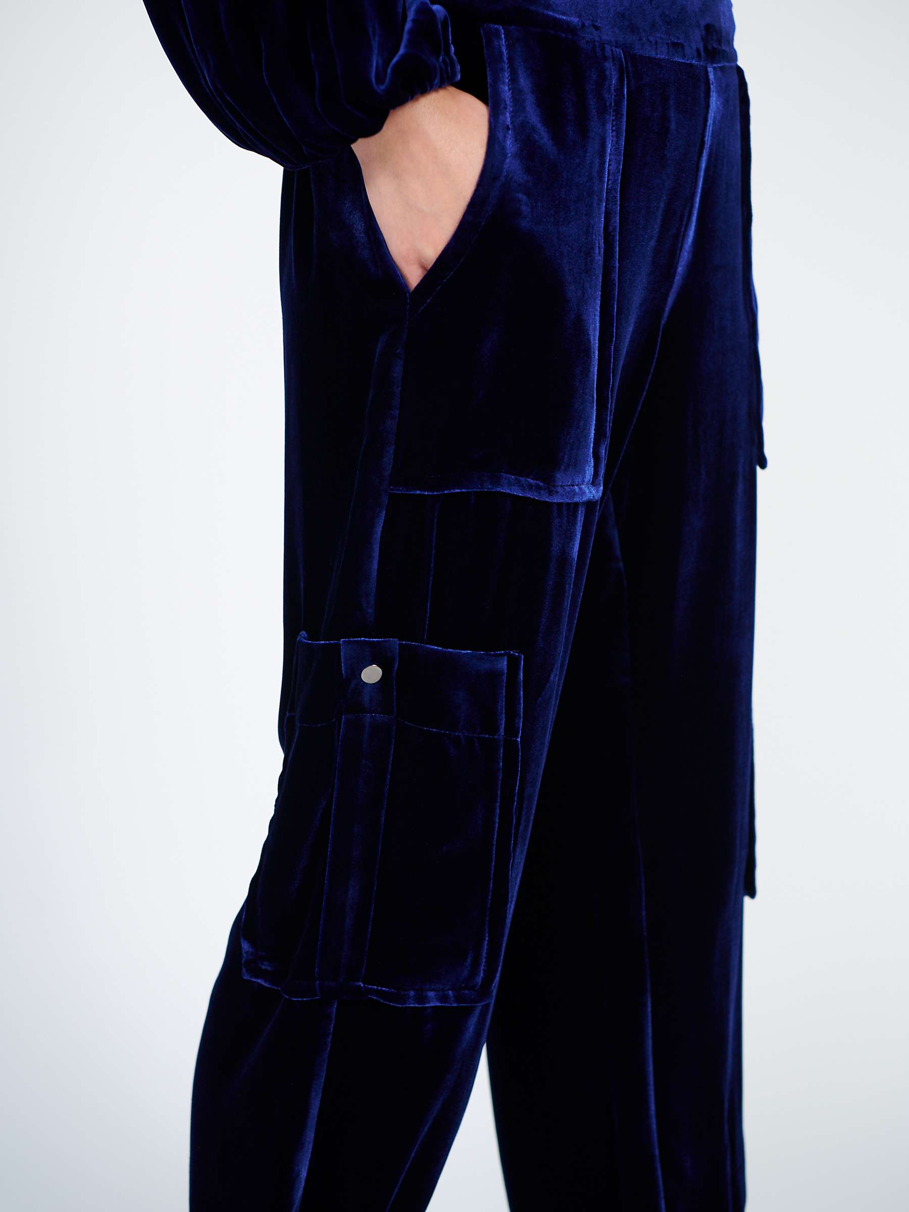 Buy NRBY Becca Silk Blend Velvet Cargo Trousers Online at johnlewis.com