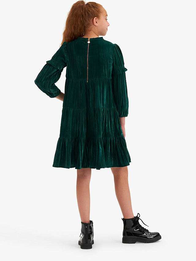 Angel & Rocket Kids' Adalyn Velvet Tiered Party Dress, Emerald