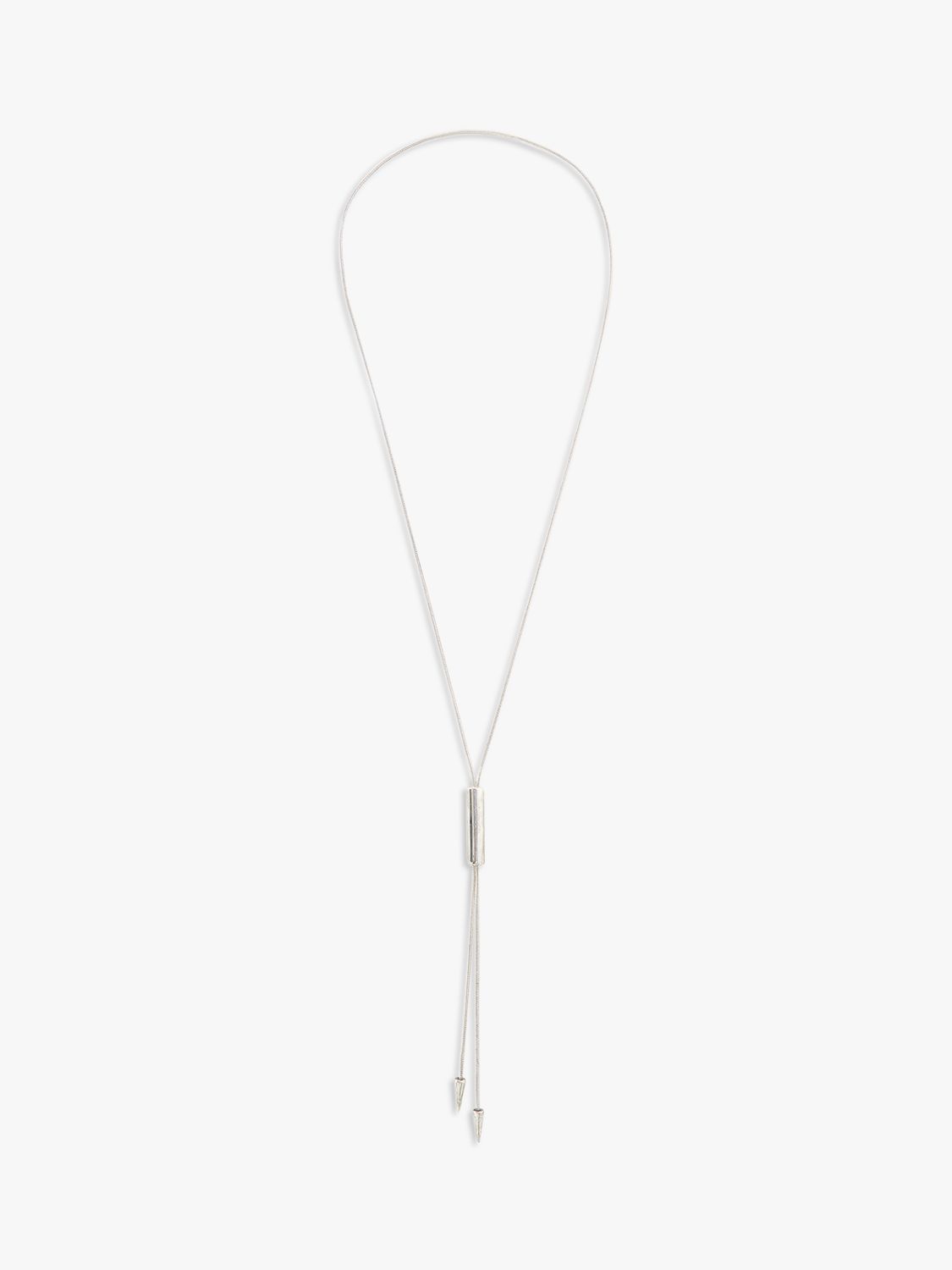 Mint Velvet Spike Drop Lariat Necklace, Silver at John Lewis & Partners