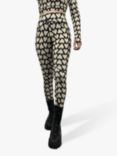 Closet London Heart Print Leggings, Black/Cream