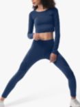 Closet London Long Sleeved Sports Crop Top, Navy