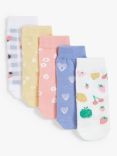 John Lewis ANYDAY Organic Cotton Rich Fruit Print Baby Socks, Pack of 5, Multi
