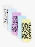 John Lewis Baby Organic Cotton Rich Leopard Print Socks, Pack of 5, Beige
