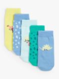 John Lewis Baby Organic Cotton Rich Dinosaur Theme Socks, Pack of 5
