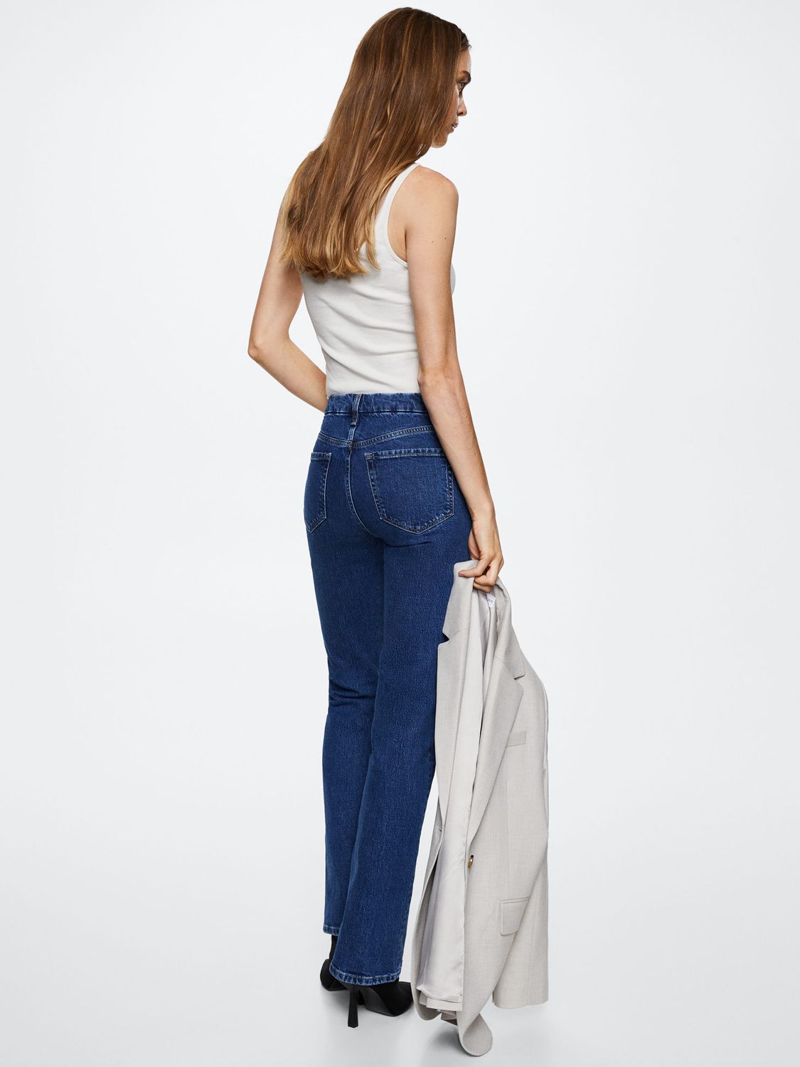 Mango Philippa Flared Jeans, Open Blue, 4