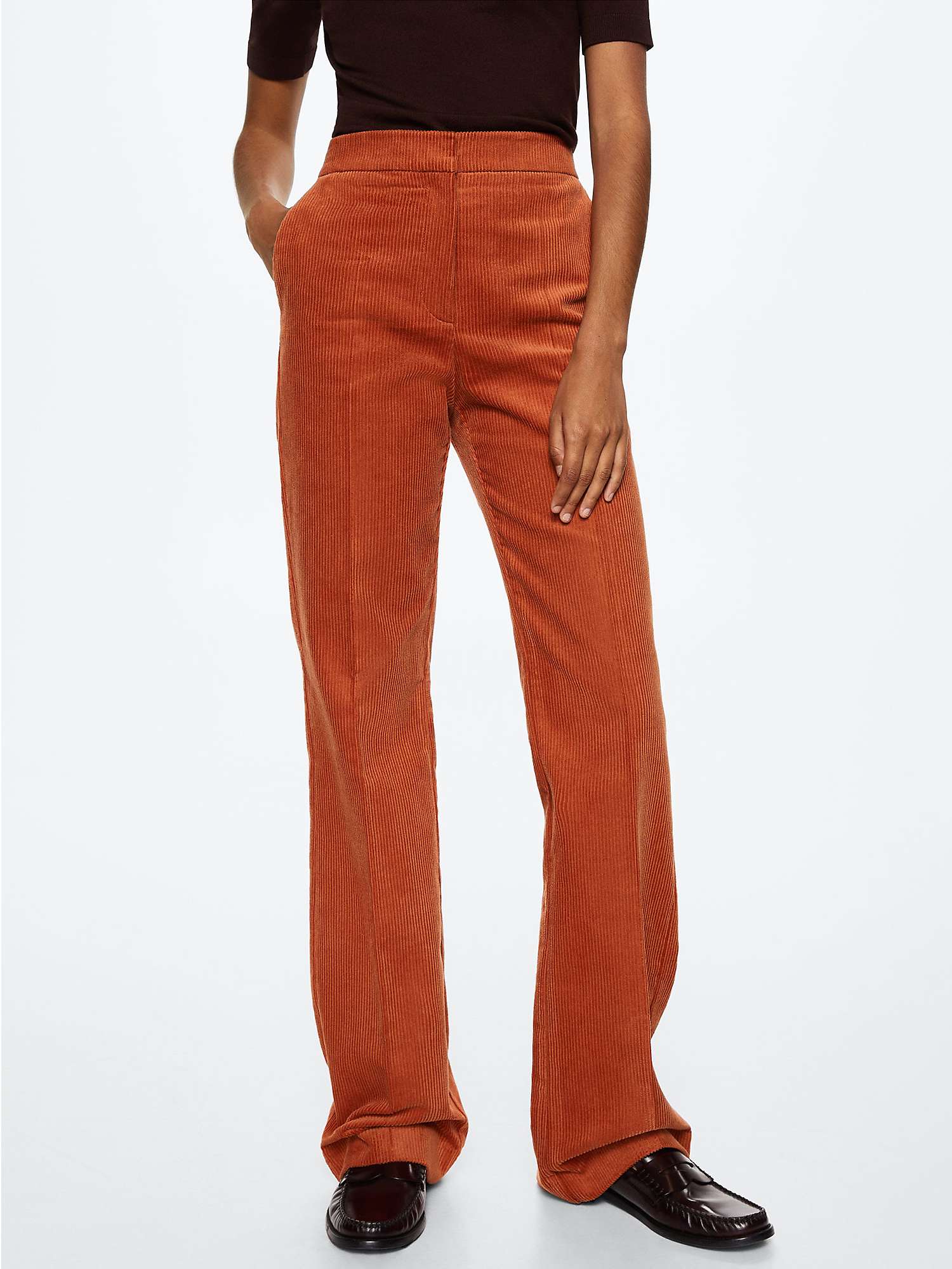 Mango Hailey Corduroy Trousers, Orange at John Lewis & Partners