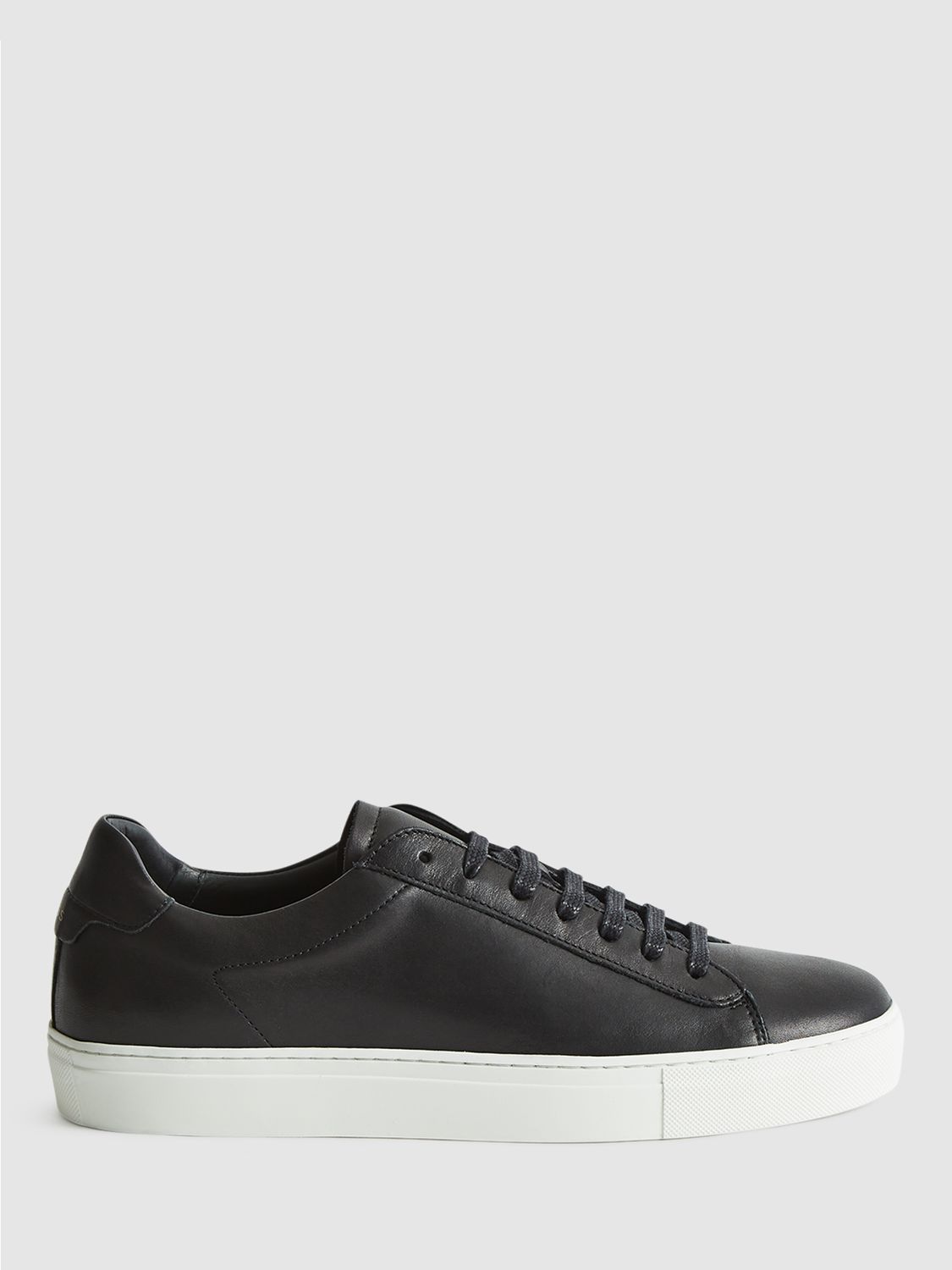 Reiss Finley Leather Trainers, Black at John Lewis & Partners