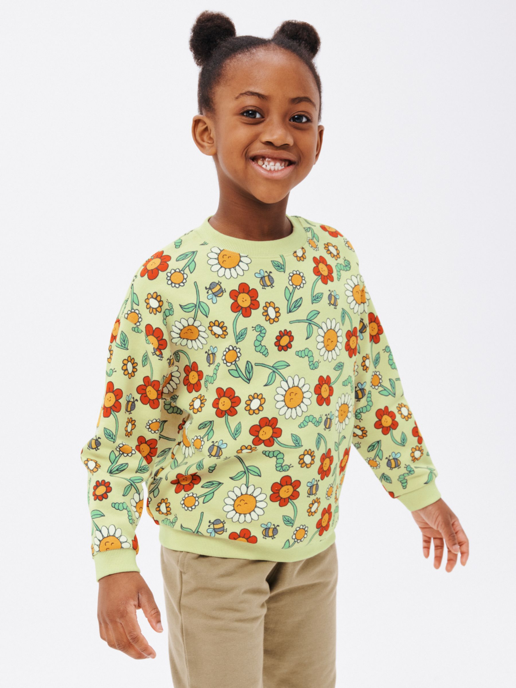 John Lewis ANYDAY Kids' Daisy Graphic Sweater, Green