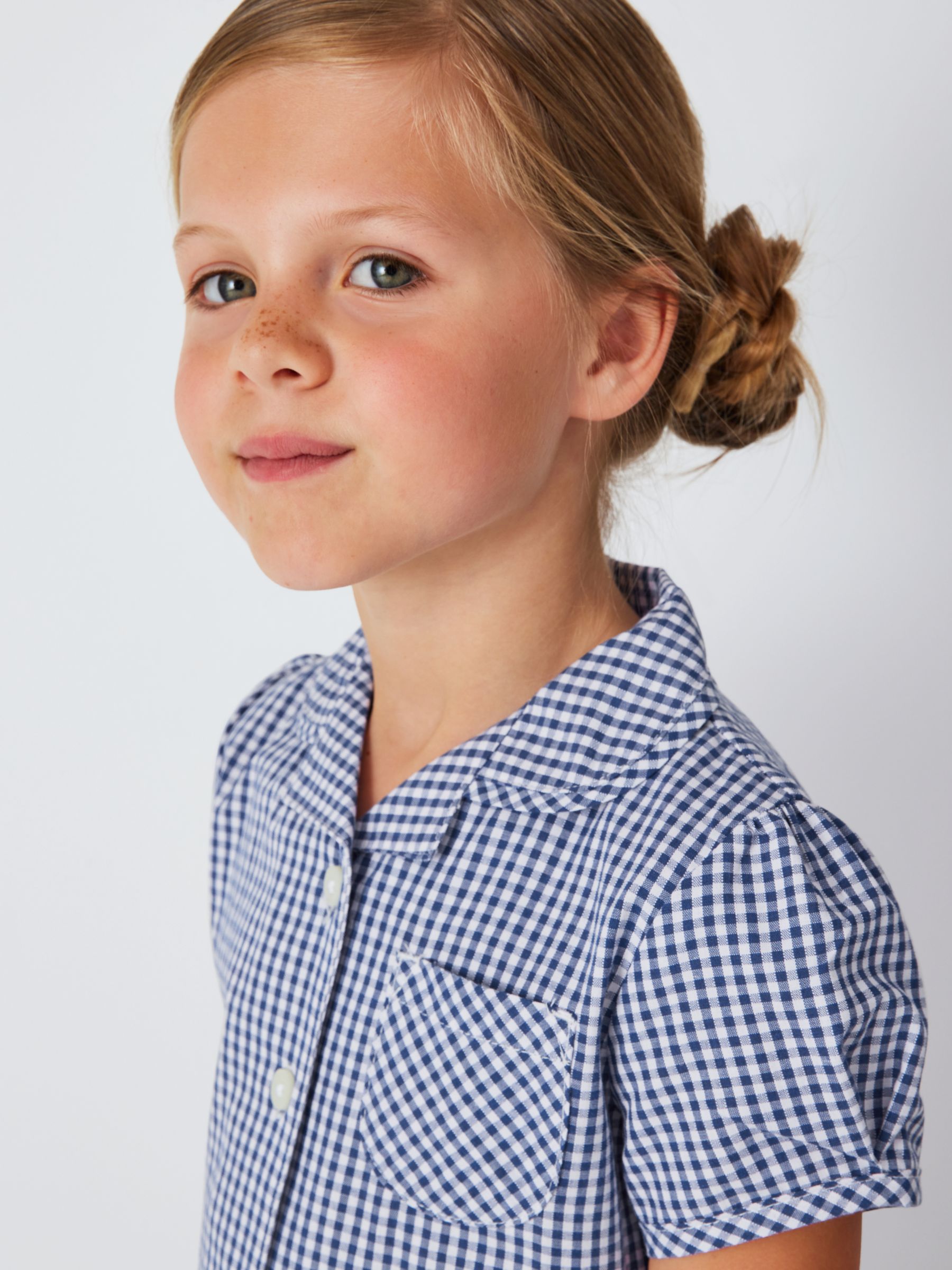John Lewis School Belted Gingham Checked Summer Dress, Blue Navy at ...