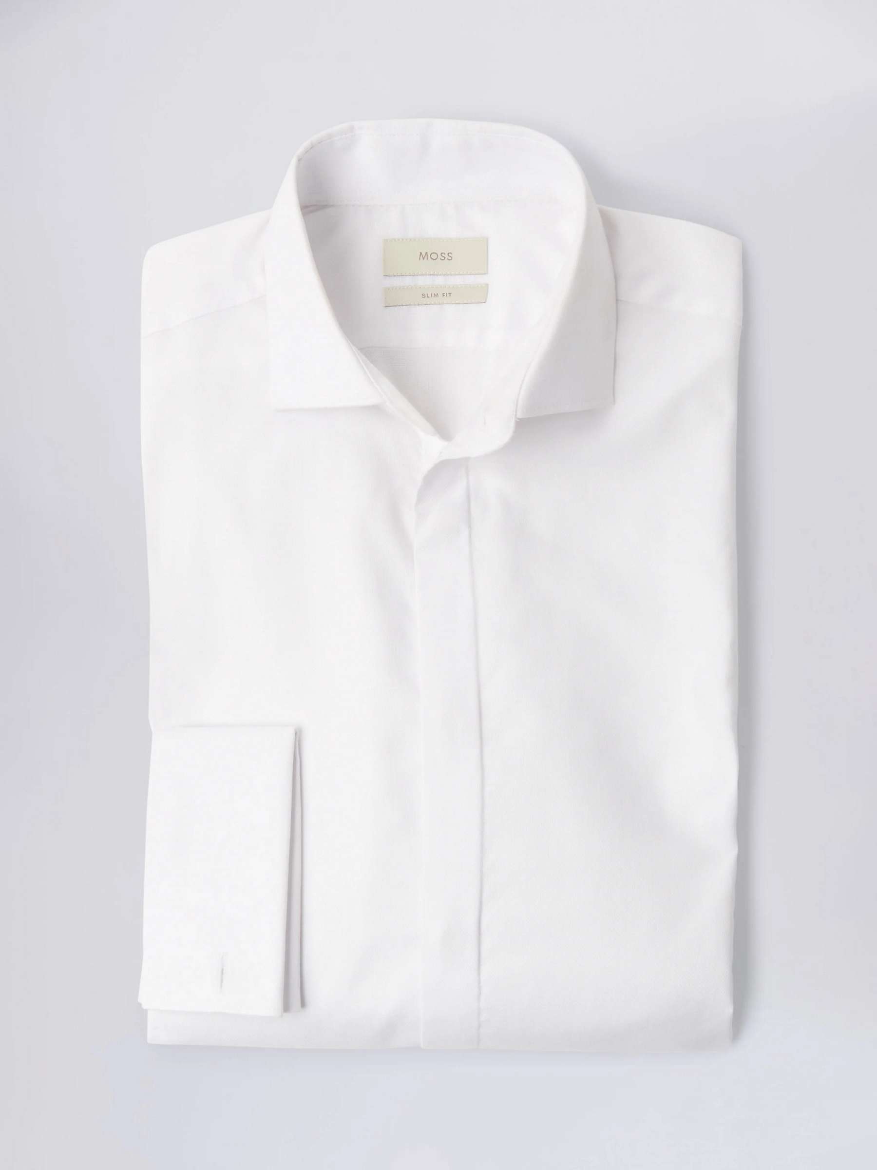 Buy Moss Slim Fit Concealed Placket Dress Shirt, White Online at johnlewis.com