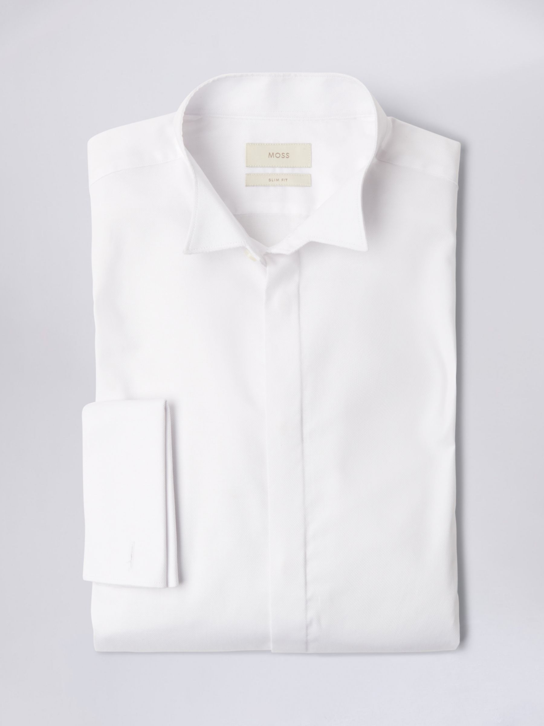 Moss Slim Fit Wing Collar Dress Shirt, White, 14