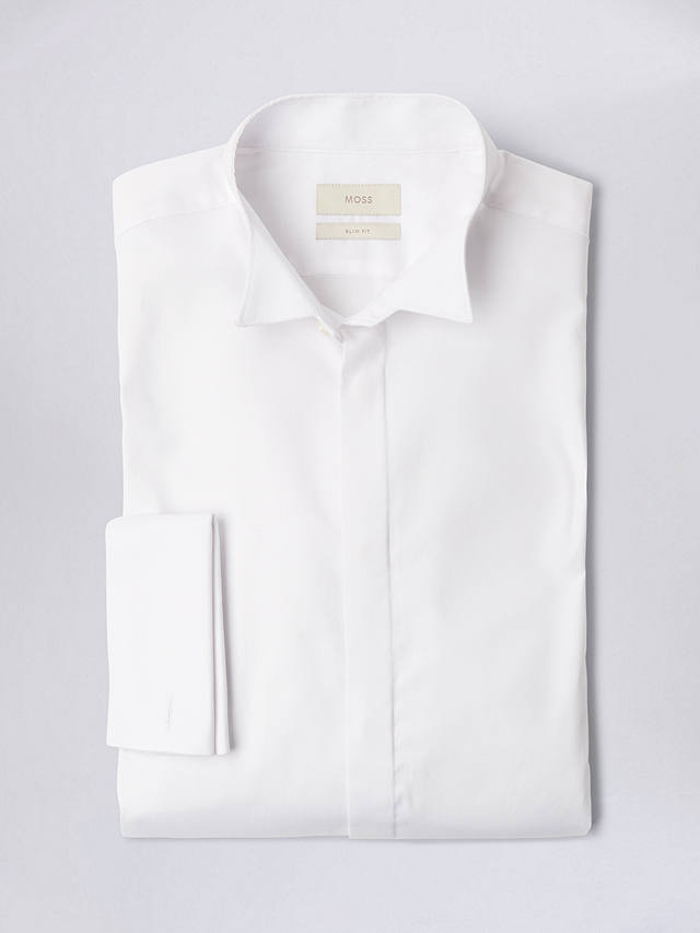 Moss Slim Fit Wing Collar Dress Shirt, White