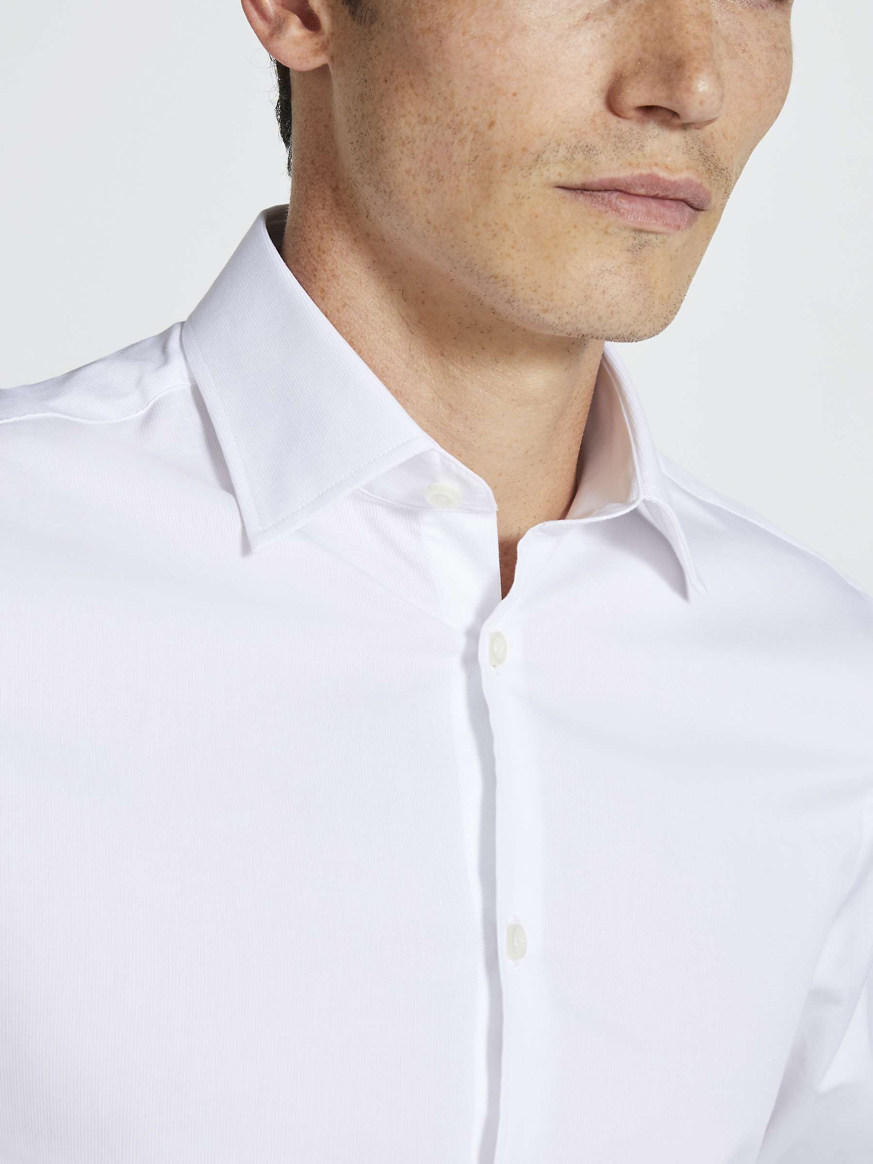 Buy Moss Tailored Fit Piquet Textured Shirt, White Online at johnlewis.com