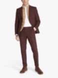 Moss Slim Fit Fig Tweed Flannel Suit Jacket, Burgundy