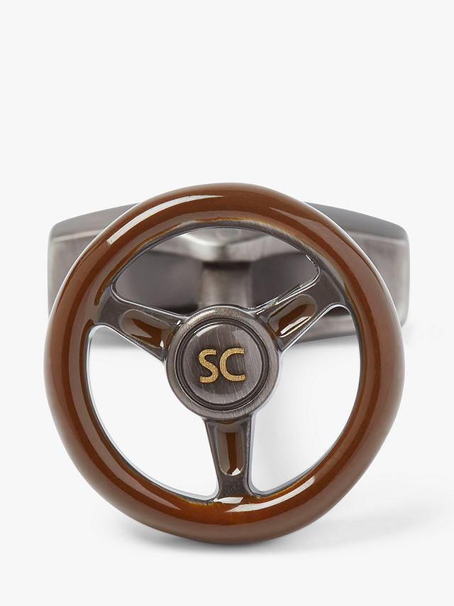 Simon Carter Steering Wheel Cufflinks, Brown