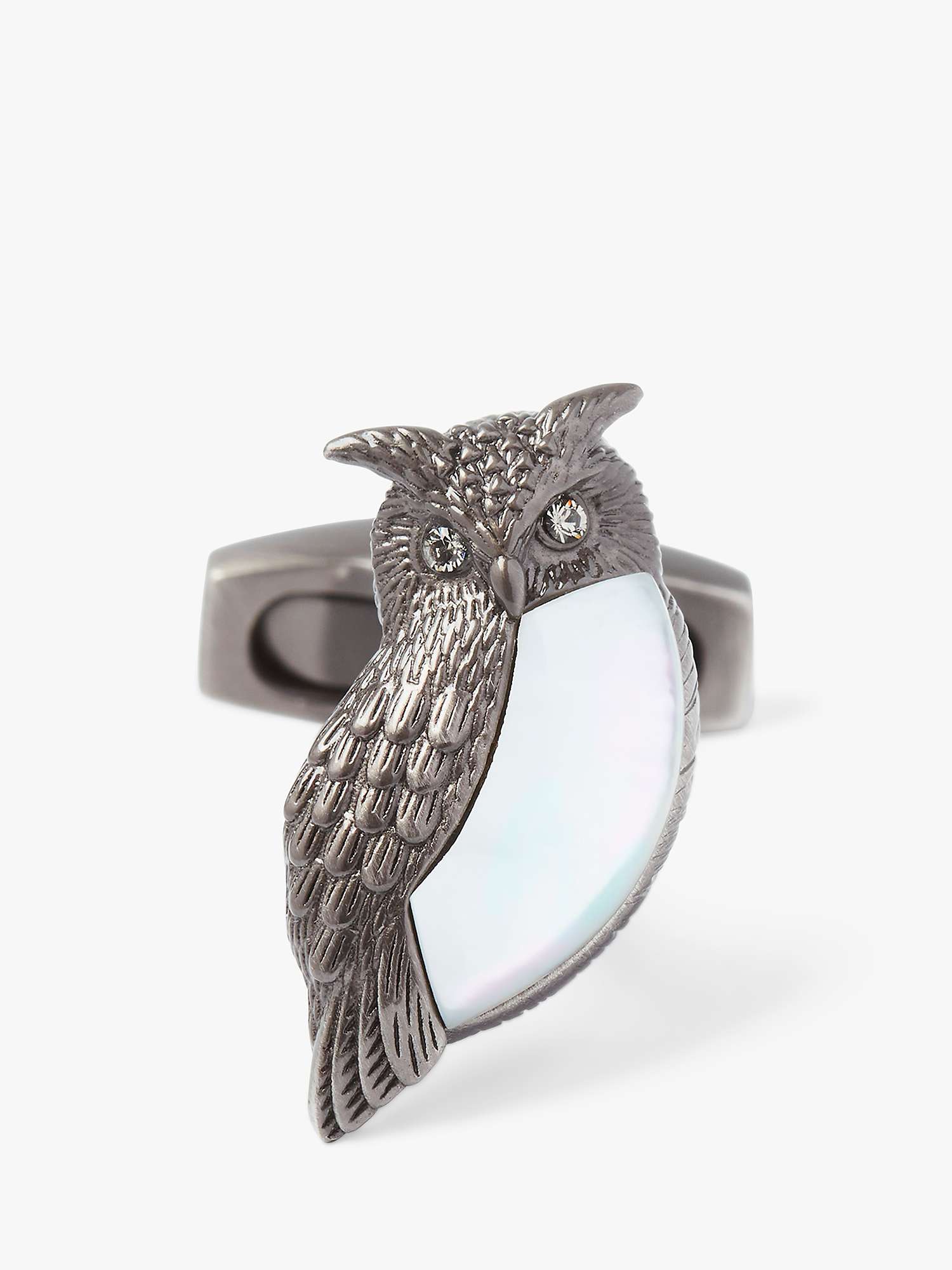 Buy Simon Carter Darwin Bird of Prey Owl Cufflinks, Gunmetal/White Online at johnlewis.com