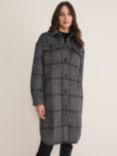 Phase Eight Sarina Wool Blend Longline Check Shacket, Navy