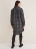 Phase Eight Sarina Wool Blend Longline Check Shacket, Navy