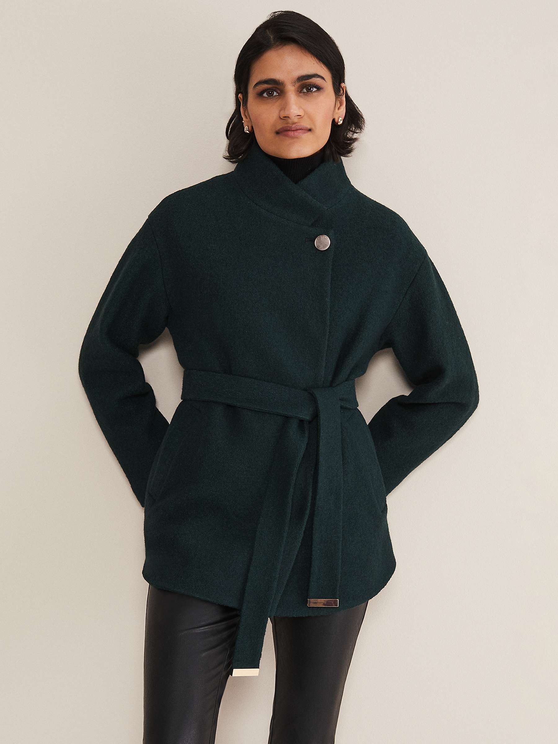 Buy Phase Eight Mya Wool Blend Belted Coat, Forest Online at johnlewis.com