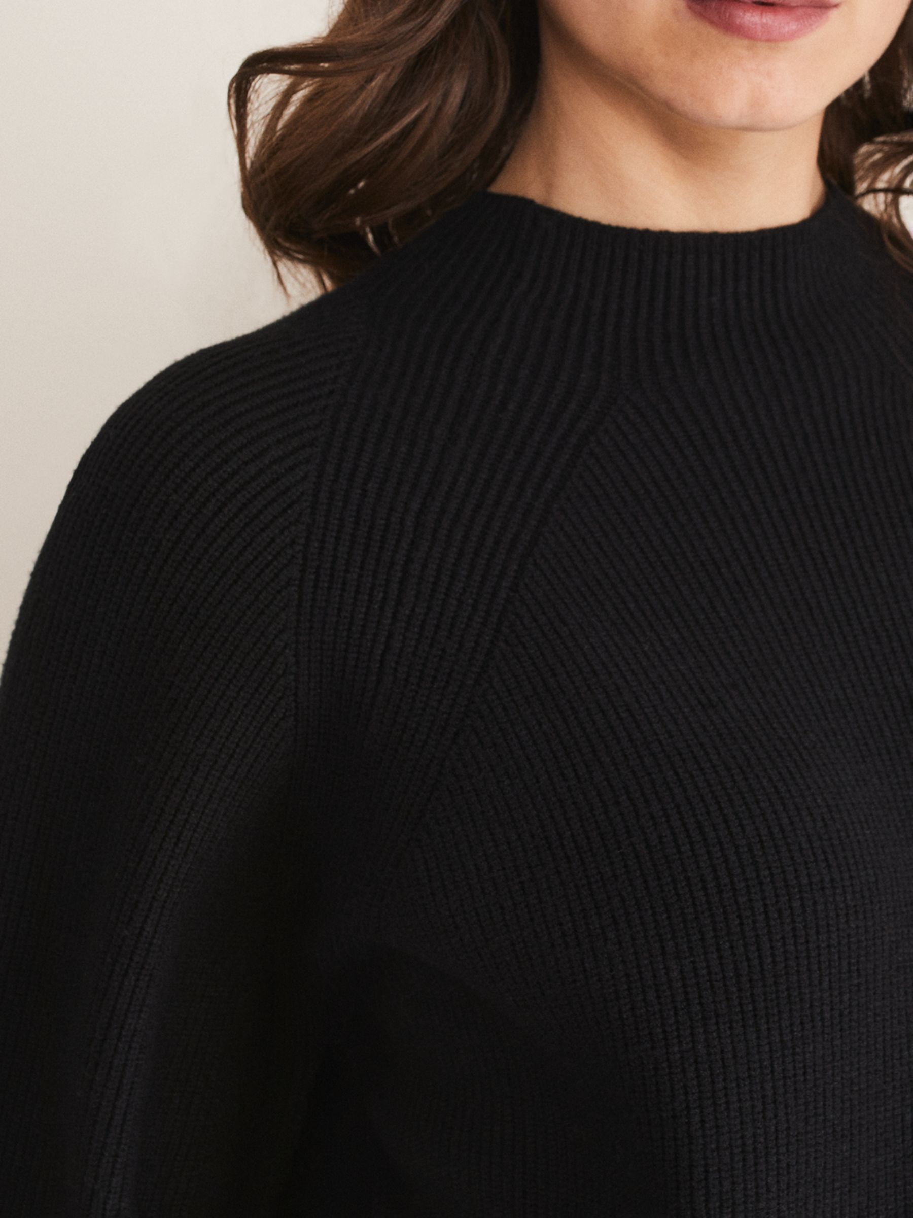 Phase Eight Eliana Knitted Jumper Dress, Black at John Lewis & Partners