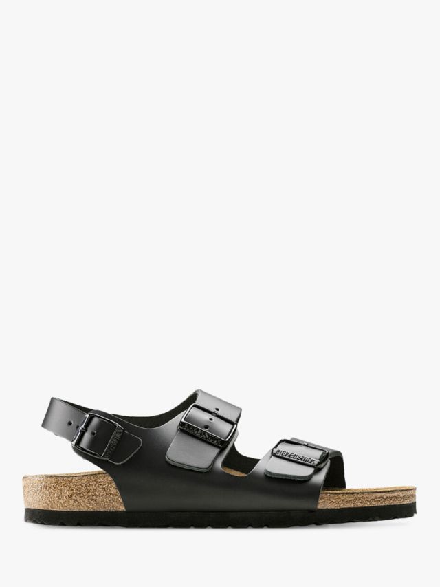 Birkenstock milano black leather sandals hot sale