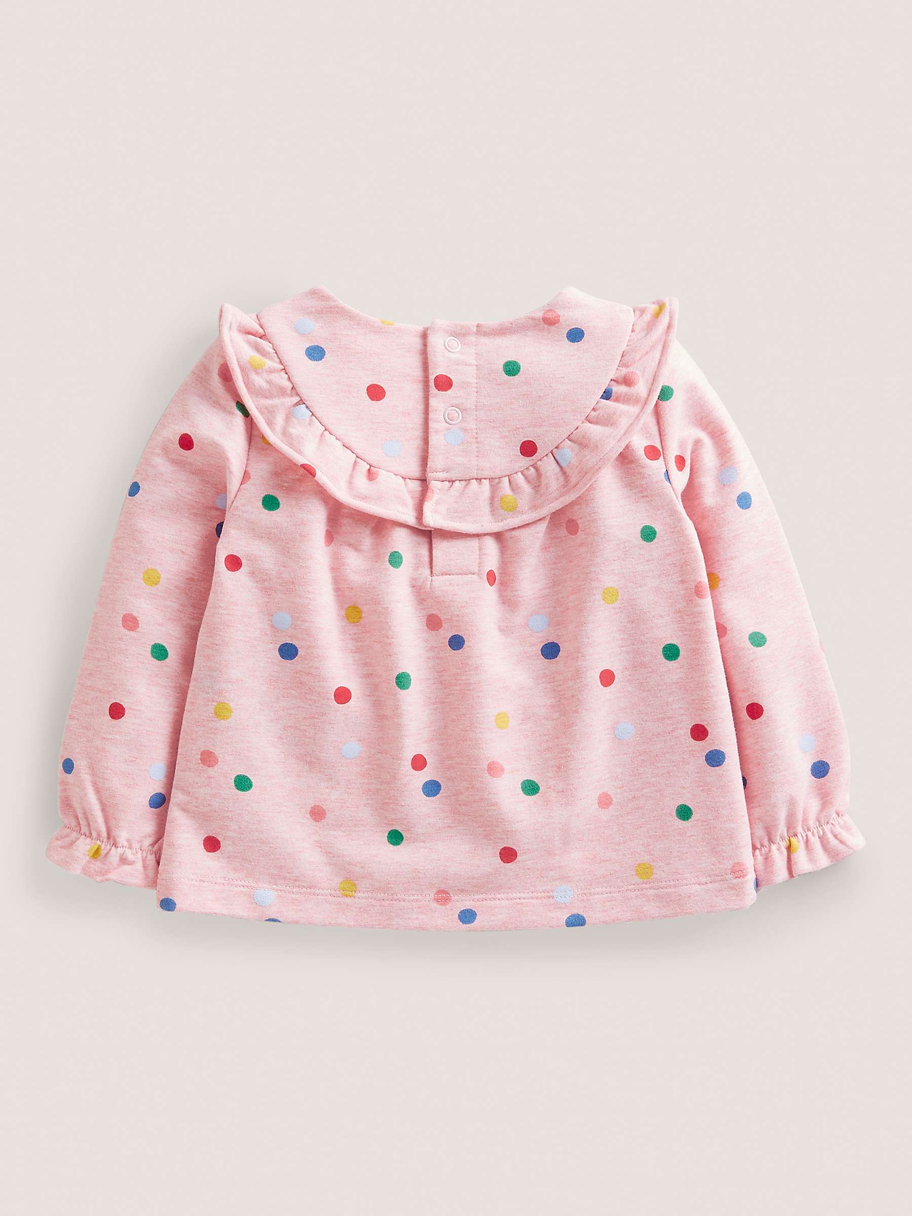 Buy Mini Boden Baby Cosy Spot Print Ruffle Top, Pink Online at johnlewis.com