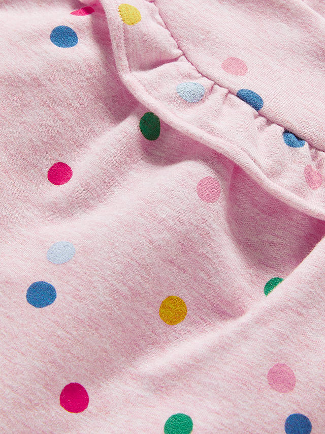 Mini Boden Baby Cosy Spot Print Ruffle Top, Pink