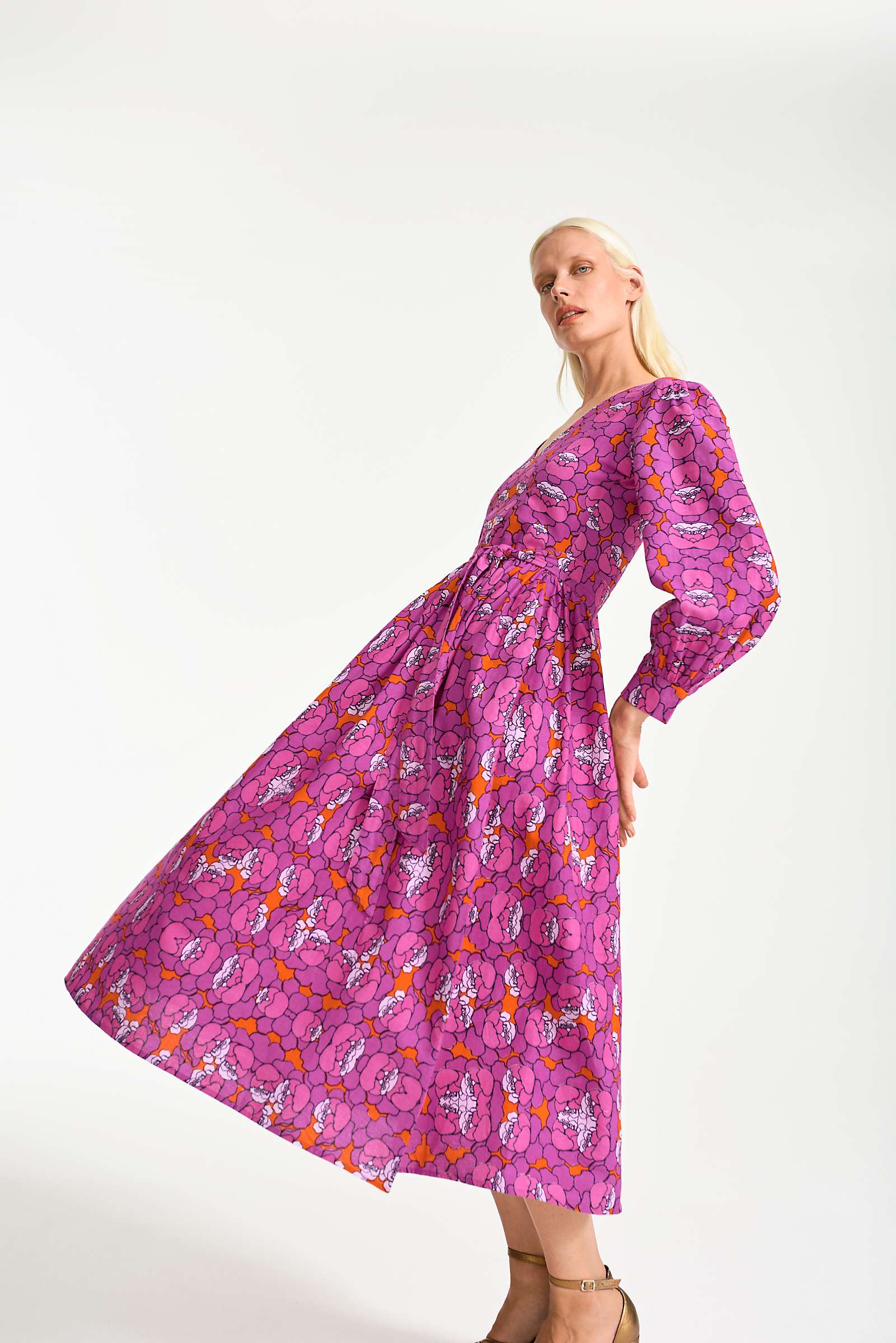 Buy Kemi Telford Floral V-Neck Dress, Pink Online at johnlewis.com