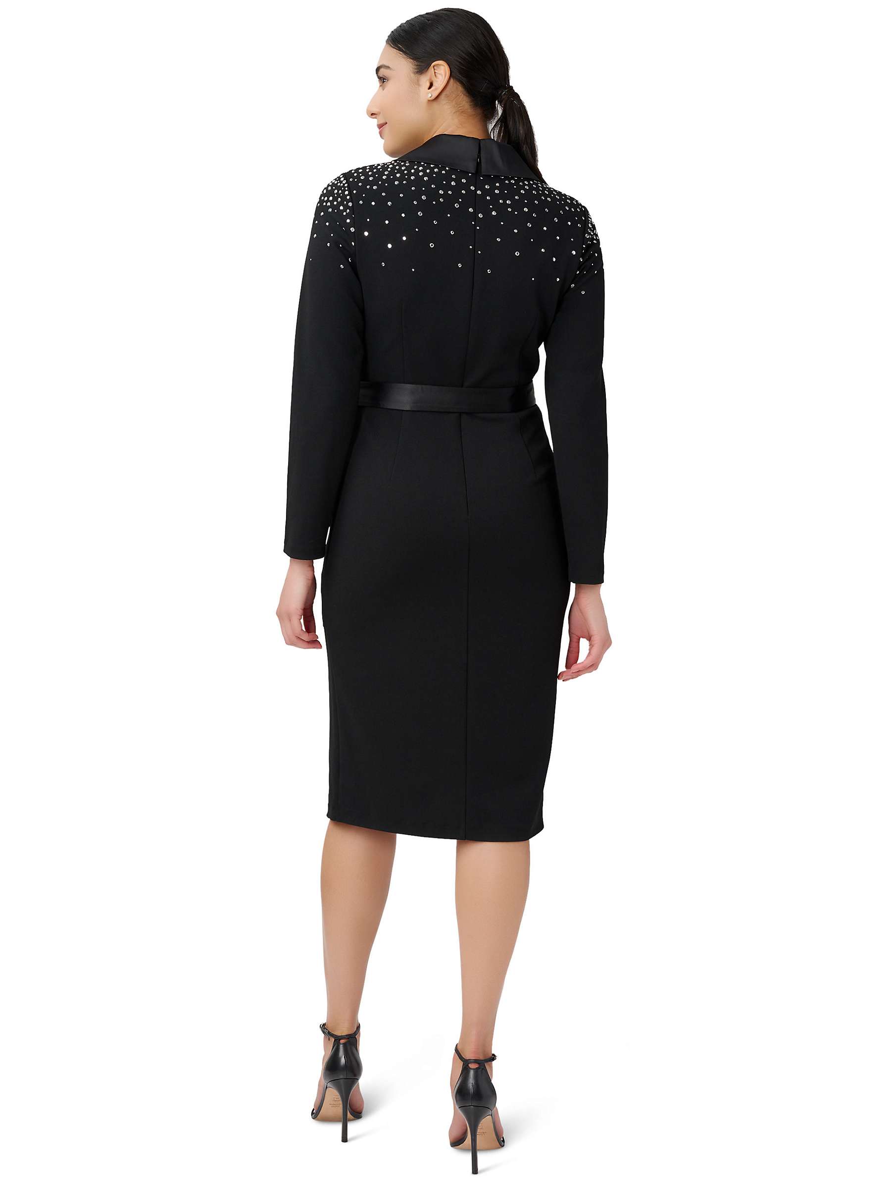 Buy Adrianna Papell Embellished Tuxedo Knee Length Dress, Black Online at johnlewis.com