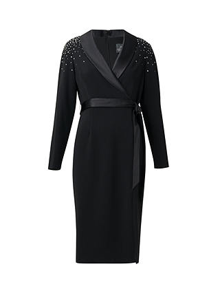 Adrianna Papell Embellished Tuxedo Knee Length Dress, Black