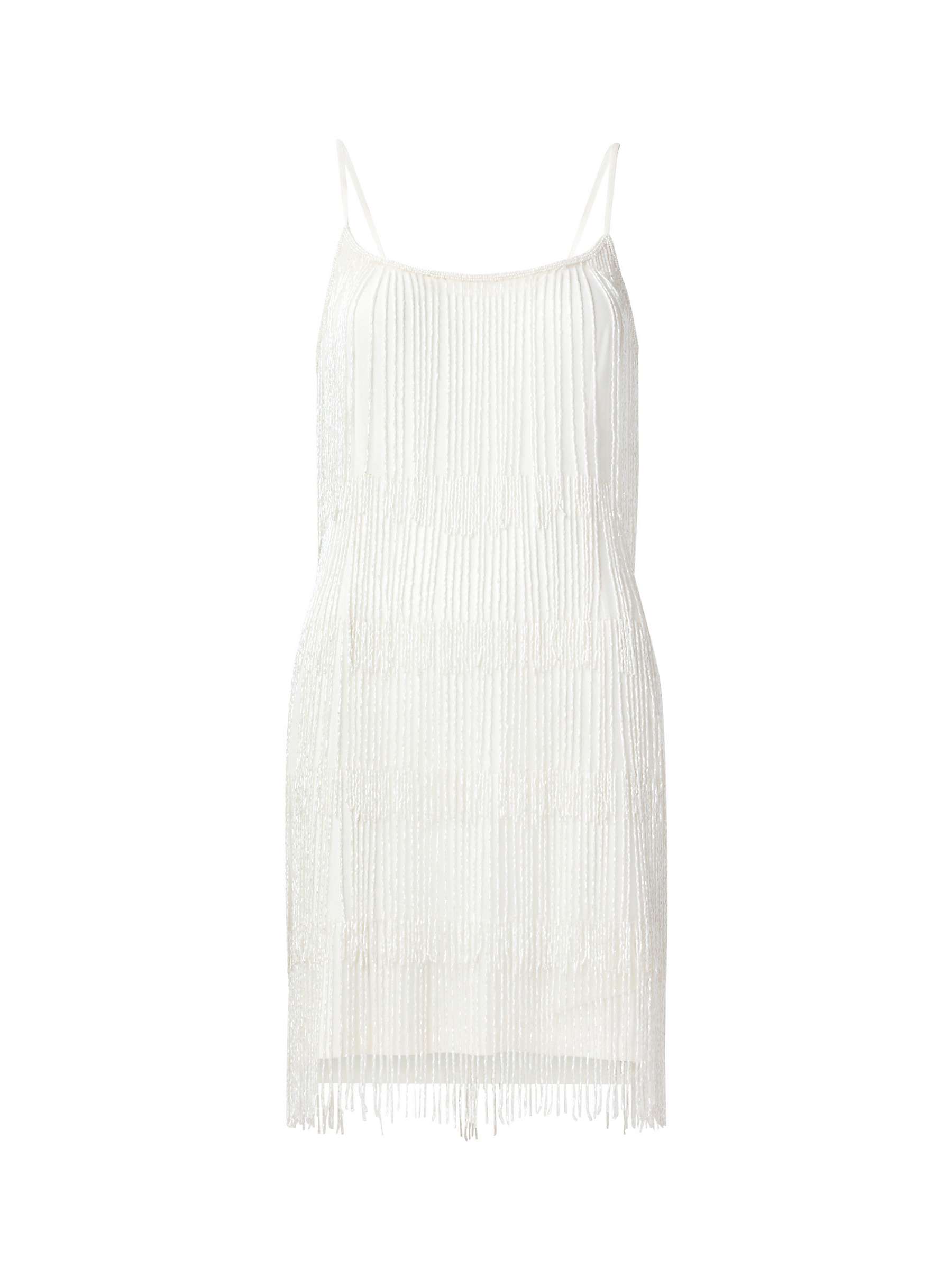 Adrianna Papell Beaded Fringe Mini Dress, Ivory at John Lewis & Partners