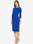 Adrianna Papell Knit Crepe Tie Waist Sheath Knee Length Dress, Violet Cobalt