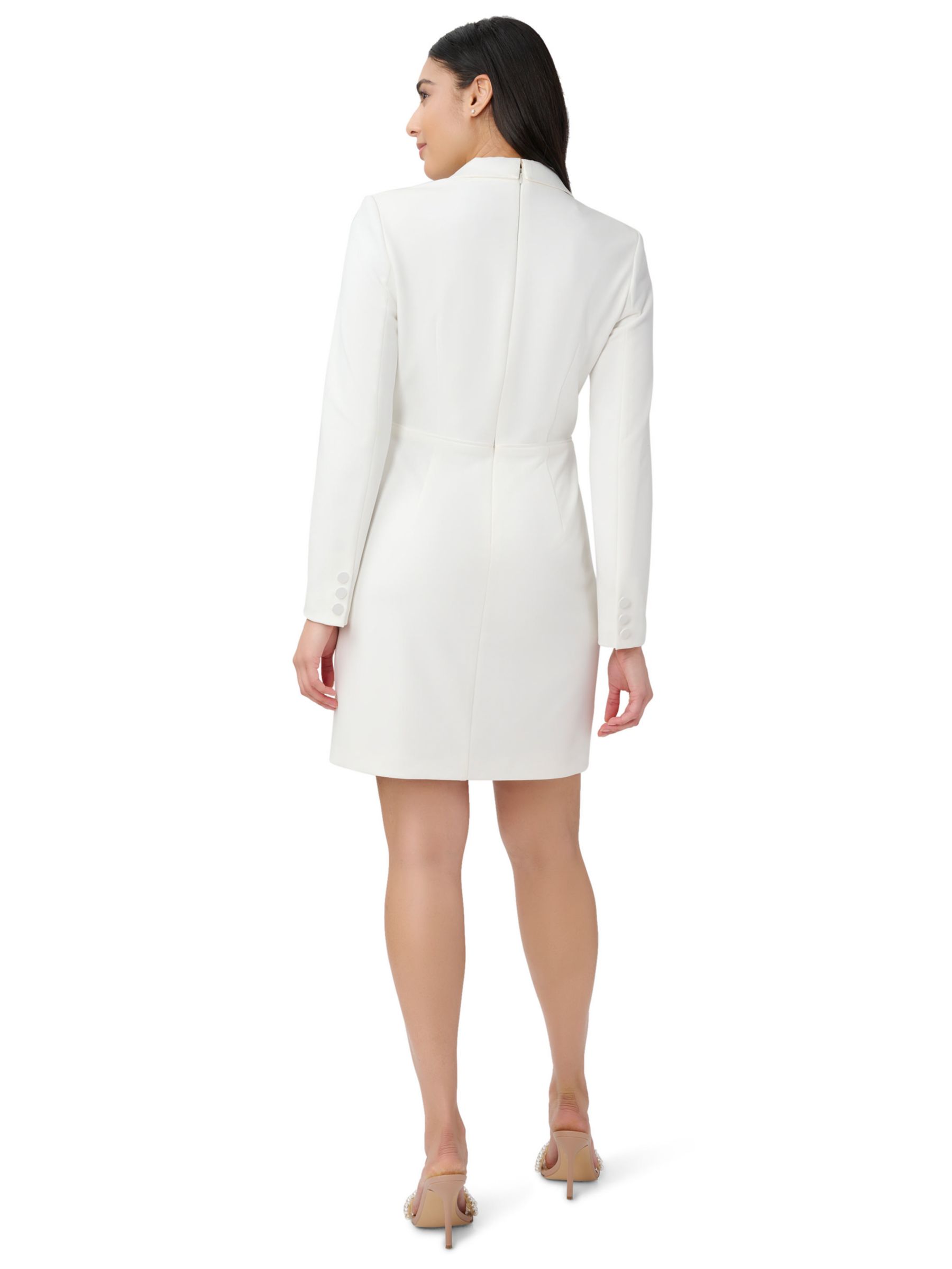 Adrianna Papell Crepe Tuxedo Sheath Mini Dress Ivory 6