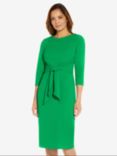 Adrianna Papell Knit Crepe Tie Waist Sheath Knee Length Dress, Vivid Green