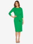 Adrianna Papell Knit Crepe Tie Waist Sheath Knee Length Dress, Vivid Green